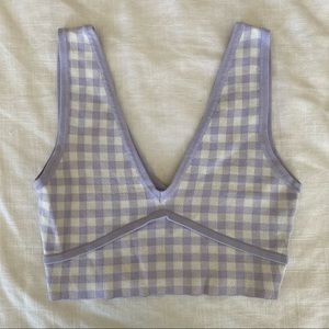Zara Lilac Gingham Cropped Tank